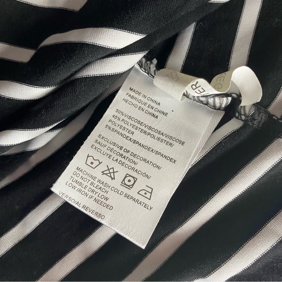 Exist Striped Midi Tshirt Dress Lightweight Casual V-neck Cross Lace Women’s M - Picture 5 of 8